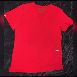 Figs Scrub Top in Popping Red